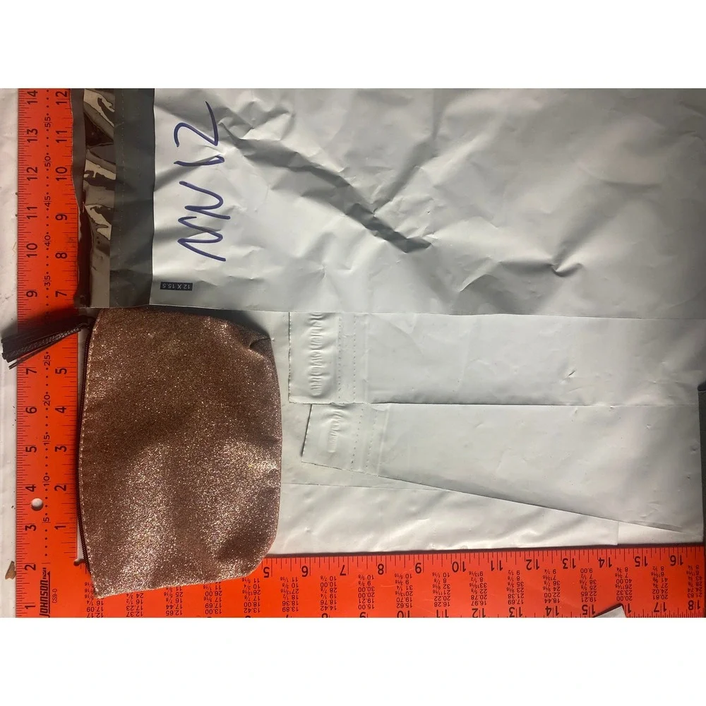 Ipsy Rose Gold Glitter Makeup Bag Zipper Pouch with Tassel Pull Glam Travel Case